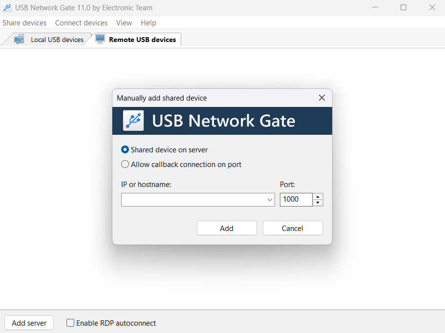 Shared device options